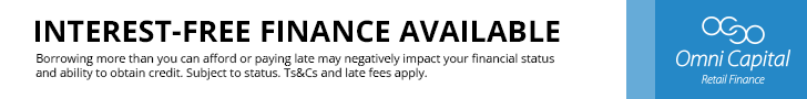Interest free finance available from Omni Capital Retail Finance