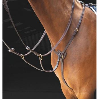 FRANK BAINES English Leather/Elastic Hunting Breastplate Running Martingale NUT 